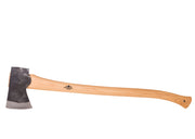 Wooden axe with a black head on a white background