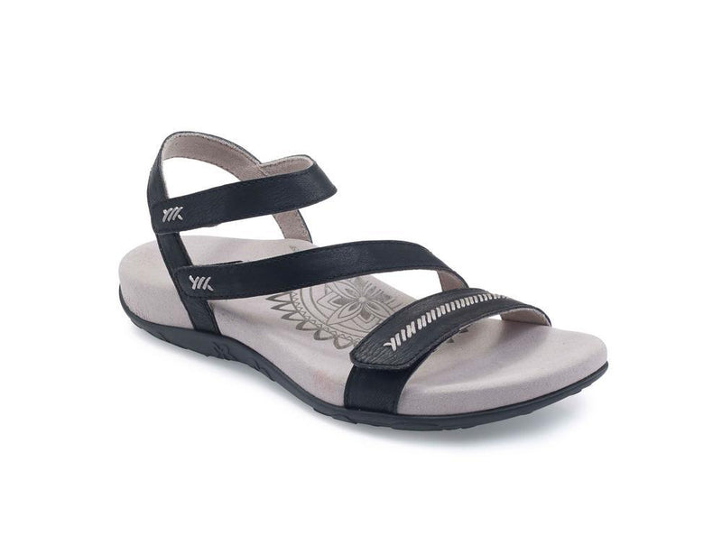 Aetrex Women's Gabby Quarter Strap Sandal in Black