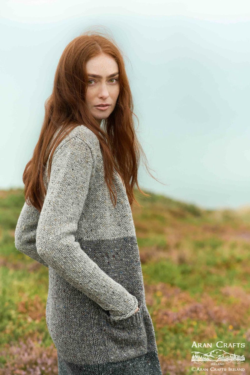 Women's Ballyshannon Three Tone Donegal Wool Coatigan | Grey