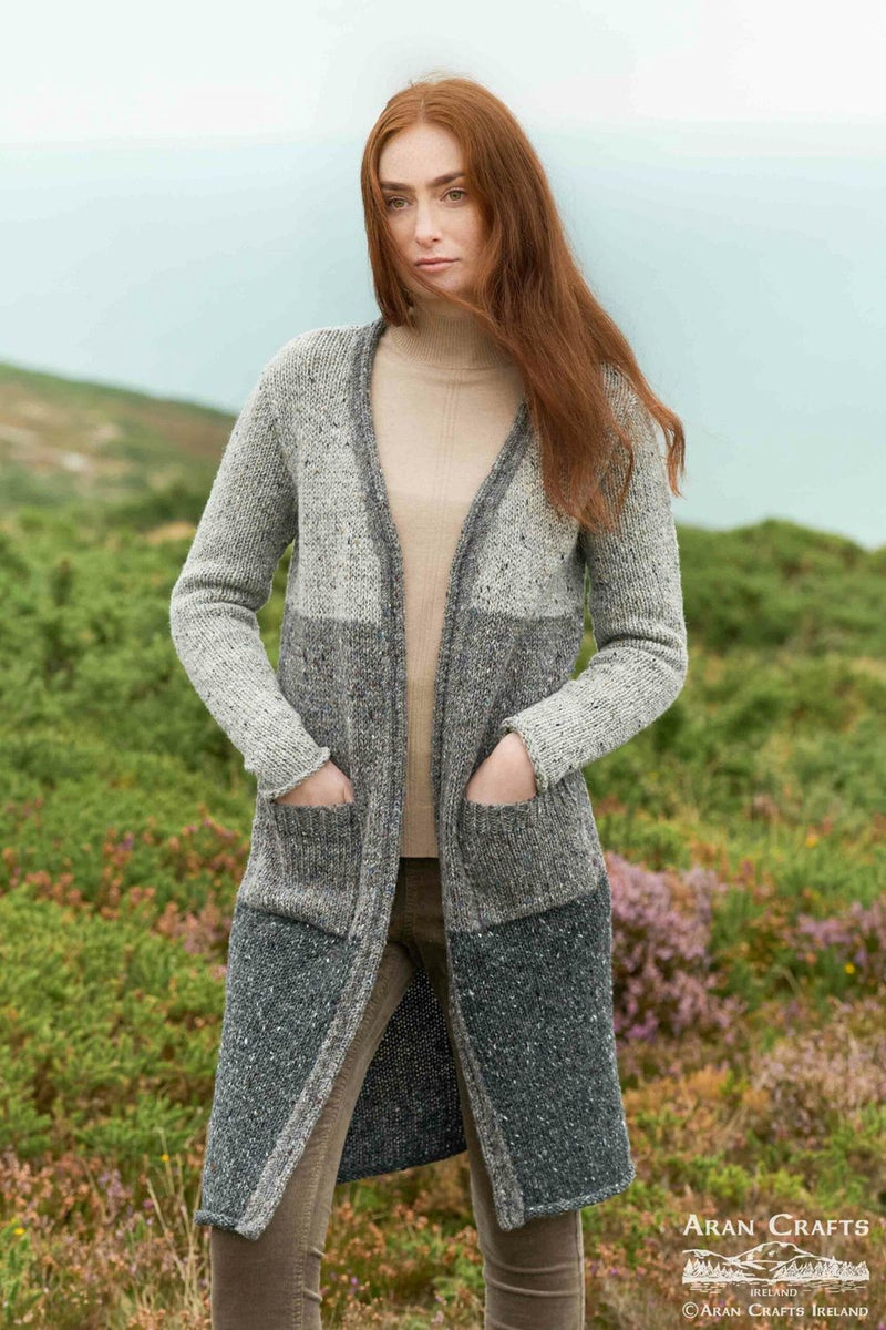 Women's Ballyshannon Three Tone Donegal Wool Coatigan | Grey