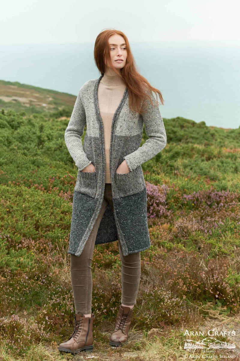 Women's Ballyshannon Three Tone Donegal Wool Coatigan | Grey