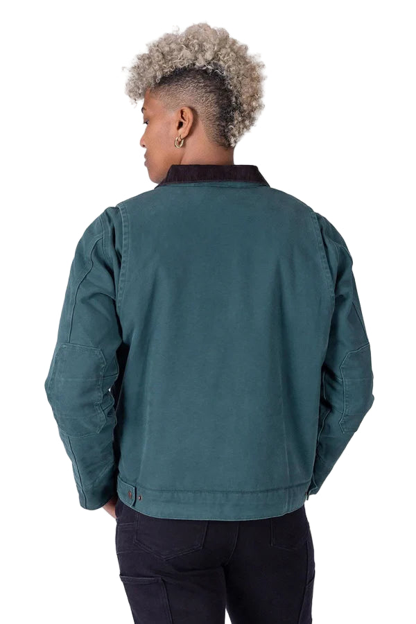 Women's Old School Trucker Canvas Work Jacket | Lodge Green