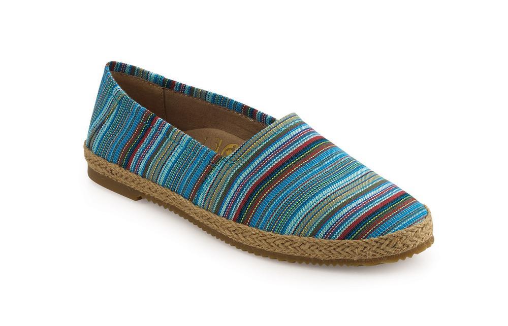 Aetrex Womens Kylie Slip On Shoe in Blue Stripe