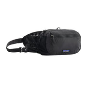 Black waist bag with Patagonia logo on a white background