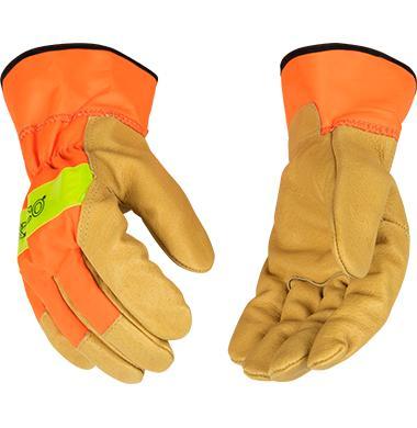 Hivis Orange and Grain Pigskin Glove with Safety Cuff