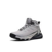 keen Targhee apex in a grey and dark grey color with white ascents on a black sole. 