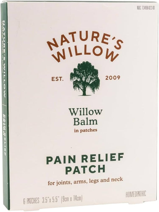 A box of pain relief patches on a white background