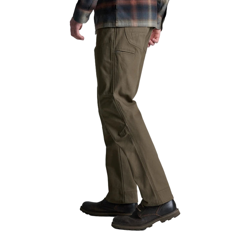 Person wearing brown pants and a plaid shirt on a white background