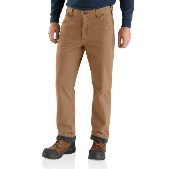 Carhartt Mens Rugged Flex Rigby Dungaree Knit Lined Pant | DARK_KHAKI