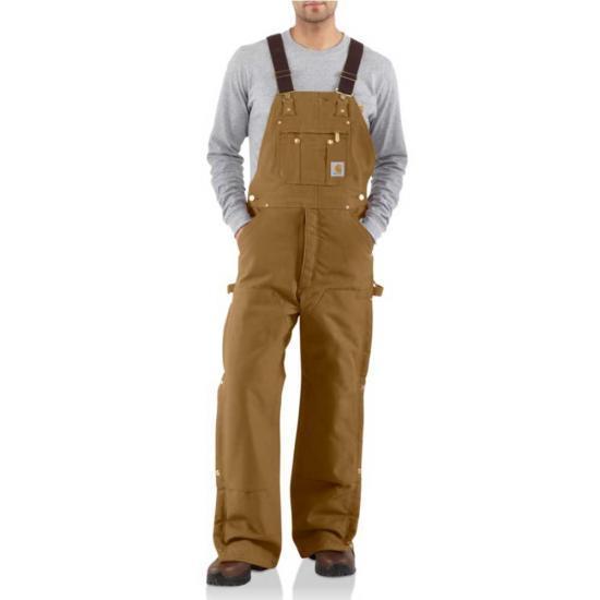 Carhartt Mens Duck ZiptoThigh Bib Overall/Quilt Lined | BROWN
