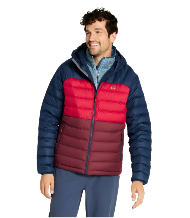 Men's Bean's Down Hooded Jacket, Colorblock | Tall