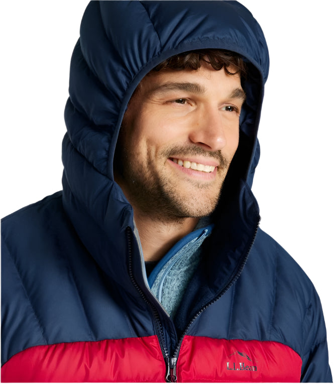 Men's Bean's Down Hooded Jacket, Colorblock | Tall