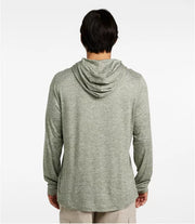 Person wearing a green hoodie from behind on a white background