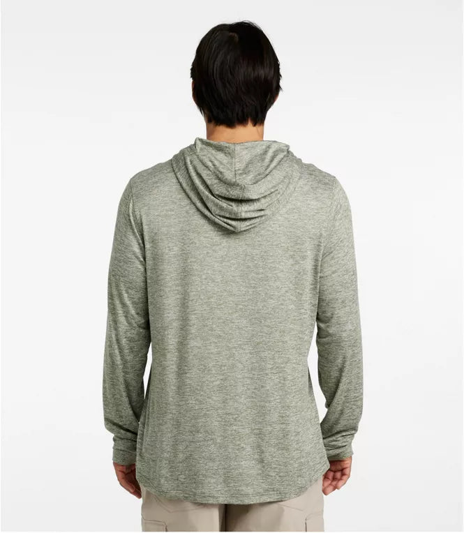 Person wearing a green hoodie from behind on a white background