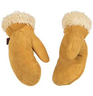 Lined Suede Deerskin Mitts | Tan