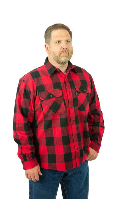 Men's 9OZ Brawny Flannel Shirt | 2004 Red Black