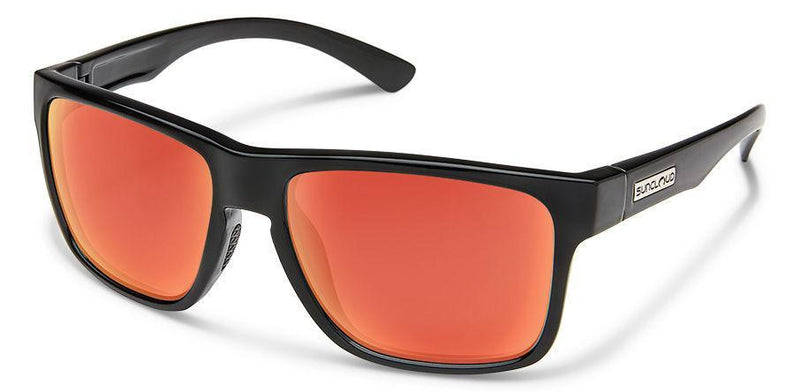 Rambler Black Sunglasses with Polar Red Mirror Lens