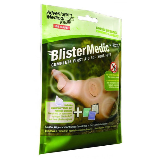 BlisterMedic first aid kit packaging for blisters on feet by Adventure Medical Kits.