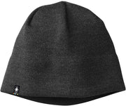 A black beanie hat on a white background