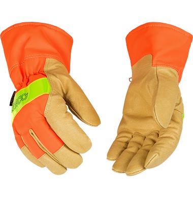 Kinco Lined Hi Vis Orange Grain Pigskin Palm Glove with Safety Cuff