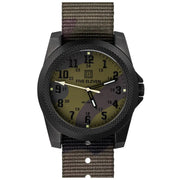 A camo patterned watch on a white background