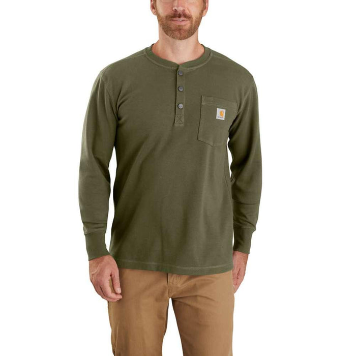 Carhartt Mens Heavyweight Relaxed Fit Thermal Long Sleeve Pocket Henley