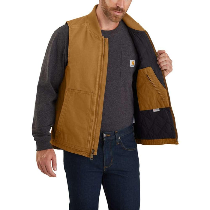 Carhartt Mens Washed Duck Insulated Rib Collar Vest Big and Tall Sizes