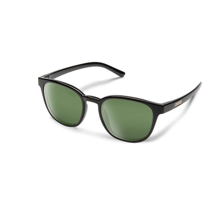 Suncloud Optics Montecito Sunglasses Black with Polarized Green Lenses