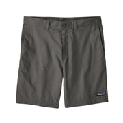 Gray shorts with a Patagonia logo on a white background