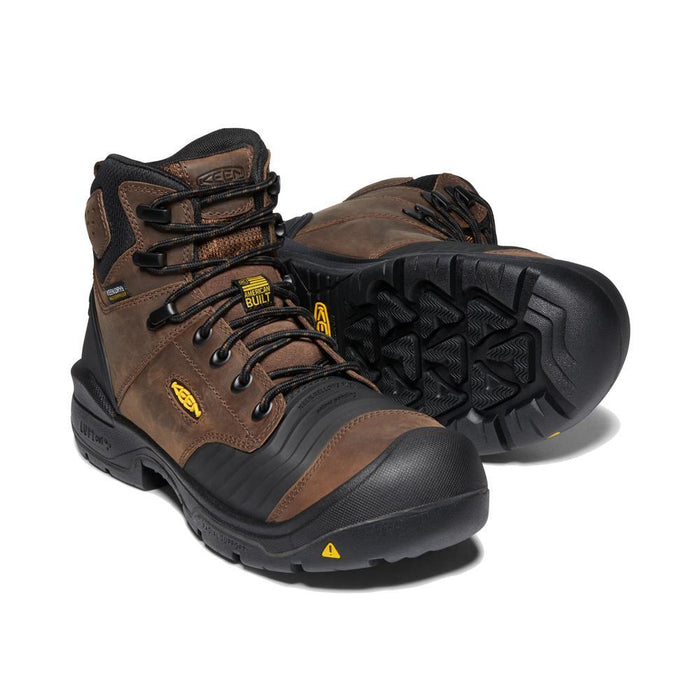 Keen Mens Portland 6in Waterproof Carbon Safety Toe Boot in Dark Earth