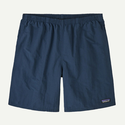 A pair of blue shorts on a white background