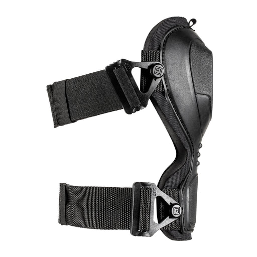 A black knee pad from the side on a white background 