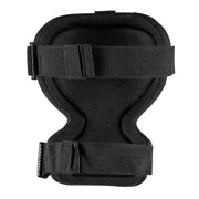 The back straps of a black knee pad on a white background