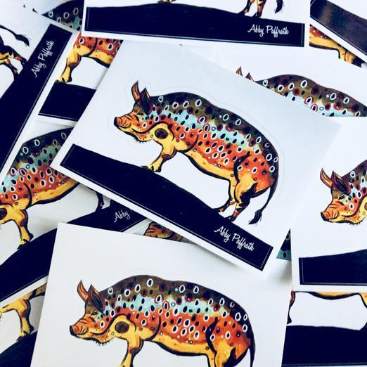 Art 4 All by Abby Paffrath Hog Brown Vinyl Sticker