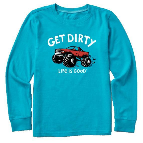 Life Is Good Kids Get Dirty Truck Long Sleeve Crusher Tee