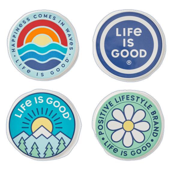 Life Is Good Circle Stoneware Coaster Set