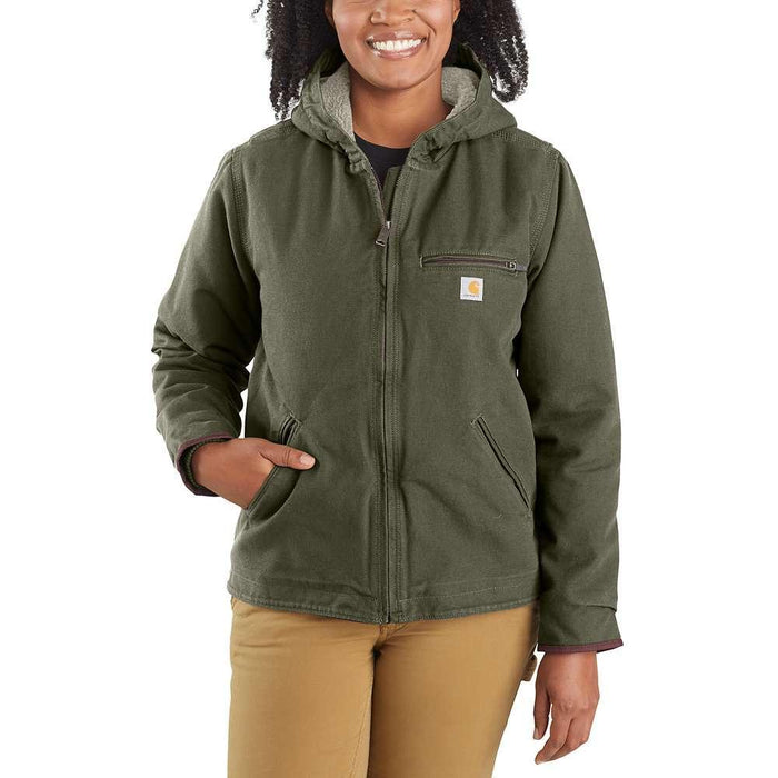 Carhartt Womens Loose Fit Washed Duck Sherpa Lined Jacket