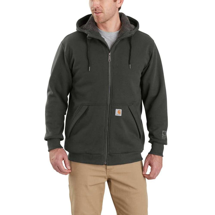 Carhartt Mens Rain Defender Rockland Sherpa Lined Full Zip Hoodie