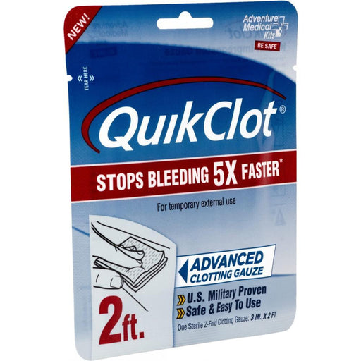A blue package with gauze inside on a white background