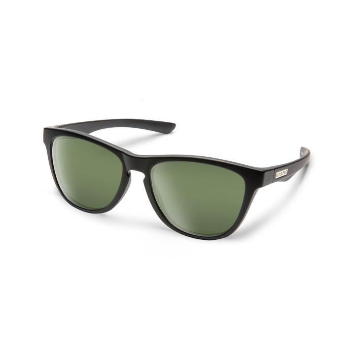 Suncloud Optics Topsail Sunglasses Matte Black with Polarized Green Lenses