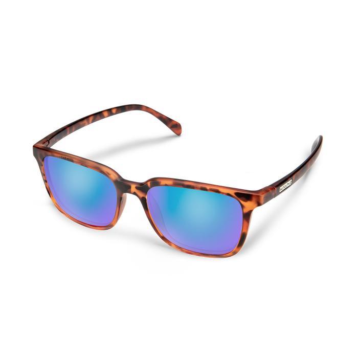 Suncloud Optics Boundary Sunglasses Matte Tortoise with Polar Blue Mirror Lenses