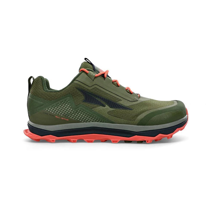 Altra Womens Lone Peak AllWthr Low Trail Running Shoe in Dusty Olive