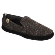 A black slipper with a black bottom on a white background