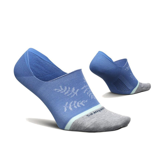 Feetures Womens Everyday No Show Ultra Light Socks Fern Leaf Blue