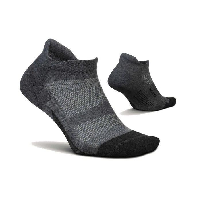 Feetures Elite Max Cushion No Show Tab Socks Grey