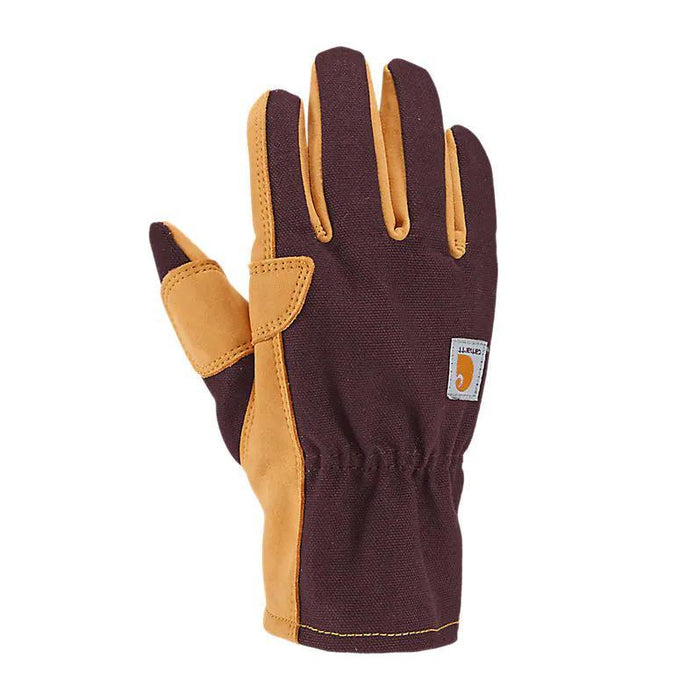 Carhartt Womens Duck Synthetic Leather Open Cuff Gloves