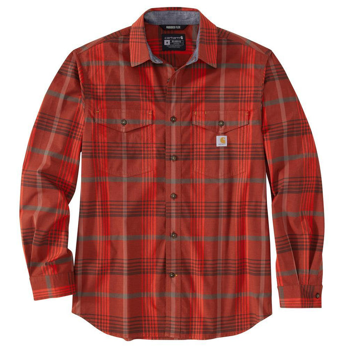 Carhartt Mens Rugged Flex Relaxed Fit Lightweight Long Sleeve Plaid Shirt