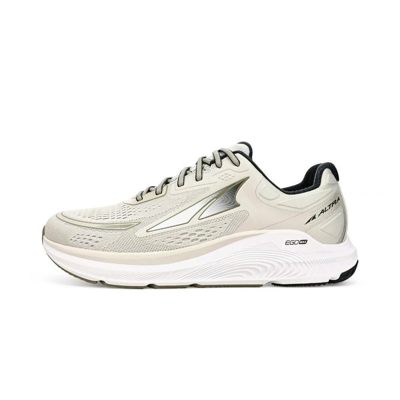 A white running shoe on a white background