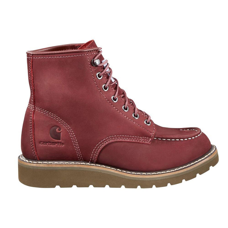 Women's Lightweight 6" Moc Non-safety Toe Wedge Boot | Burgundy