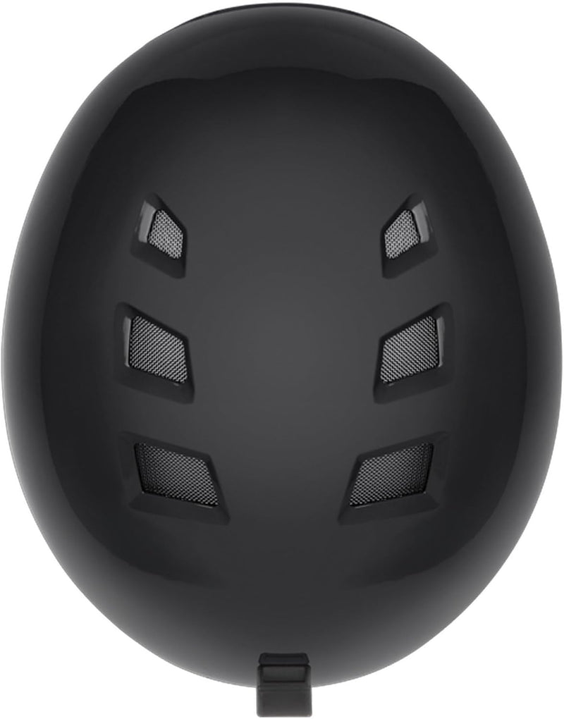 Black helmet with multiple air vents on a white background